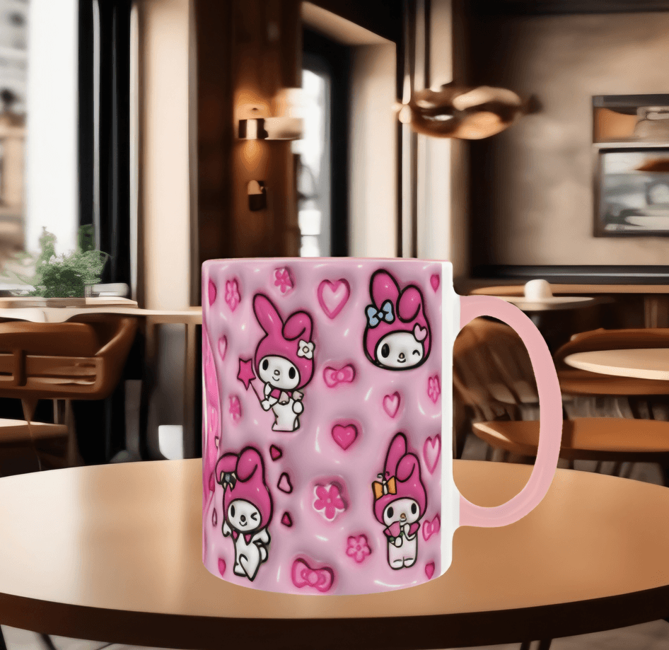 Hello Kitty Baskı içi ve Kulpu Renkli Kupa