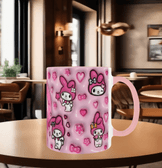 Hello Kitty Baskı içi ve Kulpu Renkli Kupa