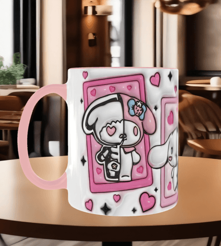 Hello Kitty Baskı içi ve Kulpu Renkli Kupa