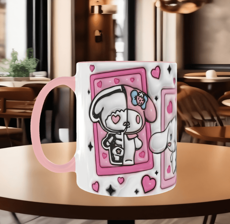 Hello Kitty Baskı içi ve Kulpu Renkli Kupa