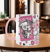 Hello Kitty Baskı içi ve Kulpu Renkli Kupa