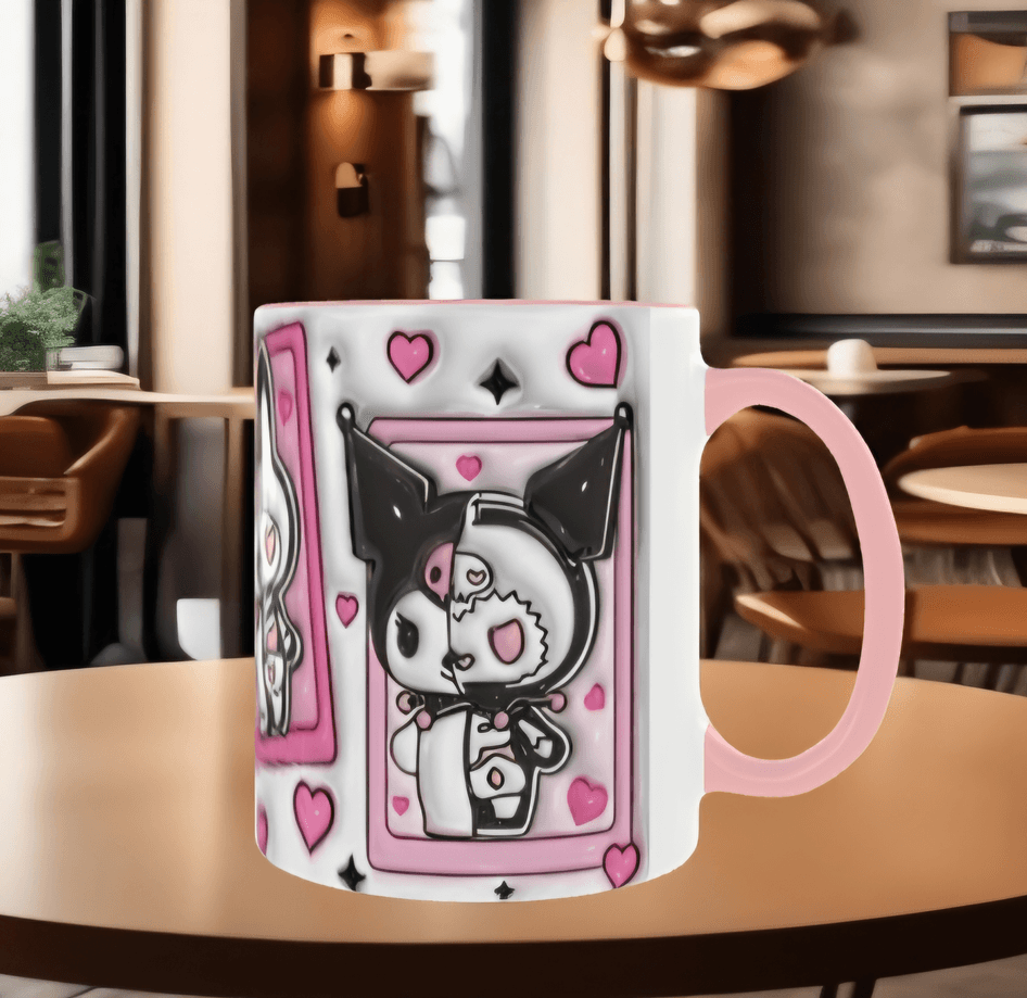 Hello Kitty Baskı içi ve Kulpu Renkli Kupa