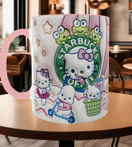 Hello Kitty Baskı içi ve Kulpu Renkli Kupa