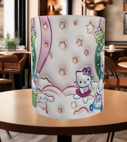 Hello Kitty Baskı içi ve Kulpu Renkli Kupa