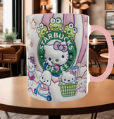 Hello Kitty Baskı içi ve Kulpu Renkli Kupa