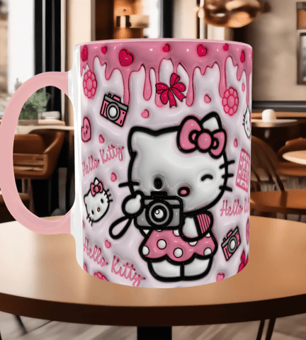 Hello Kitty Baskı içi ve Kulpu Renkli Kupa