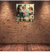 Kır çiçeği vintage baskı metal hediyelik dekoratif kaliteli duvar saati