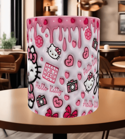 Hello Kitty Baskı içi ve Kulpu Renkli Kupa
