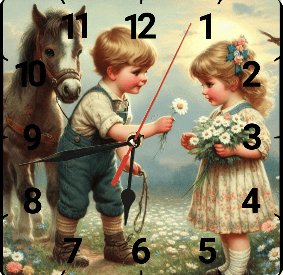 Kır çiçeği vintage baskı metal hediyelik dekoratif kaliteli duvar saati