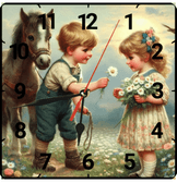 Kır çiçeği vintage baskı metal hediyelik dekoratif kaliteli duvar saati