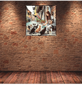 Kedili kız vintage baskı metal hediyelik dekoratif kaliteli duvar saati