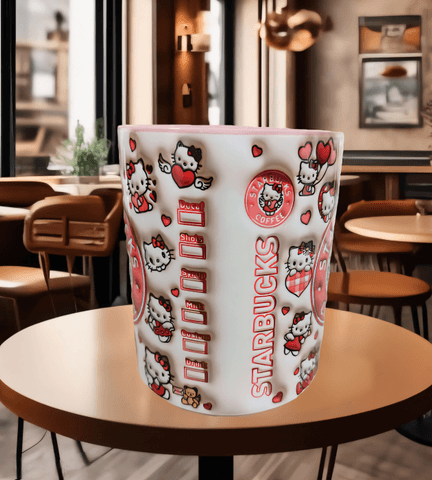 Hello Kitty Baskı içi ve Kulpu Renkli Kupa