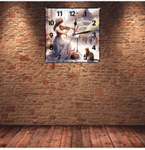 Kemancı kız vintage baskı metal hediyelik dekoratif kaliteli duvar saati