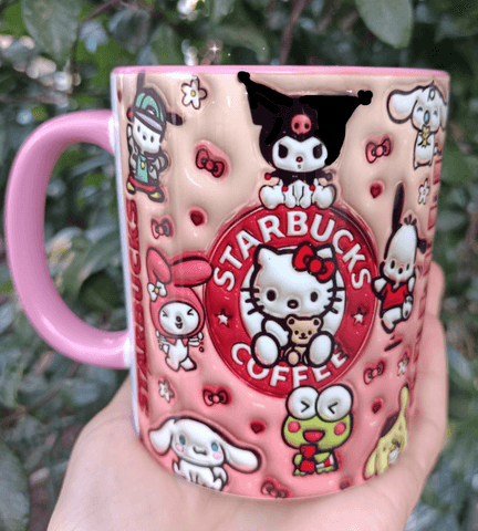 Kuromi Baskı içi ve Kulpu Renkli Kupa