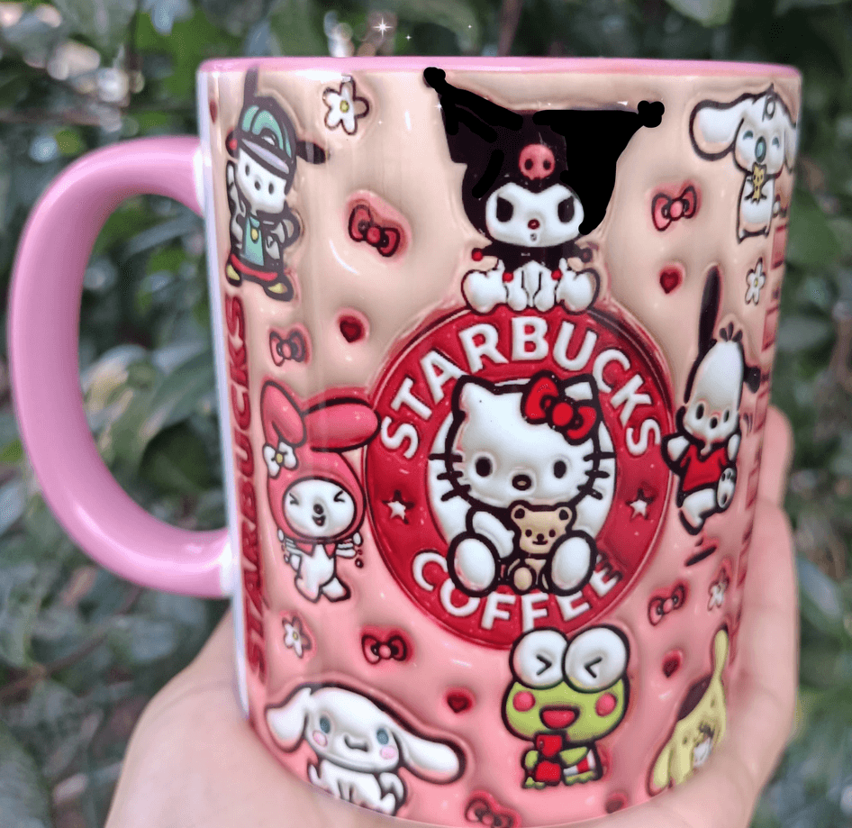 Kuromi Baskı içi ve Kulpu Renkli Kupa