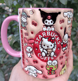 Kuromi Baskı içi ve Kulpu Renkli Kupa