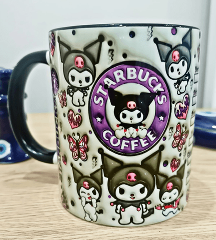 Kuromi Baskı içi ve Kulpu Renkli Kupa