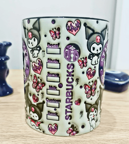 Kuromi Baskı içi ve Kulpu Renkli Kupa