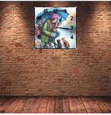 Kedili kız vintage baskı metal hediyelik dekoratif kaliteli duvar saati