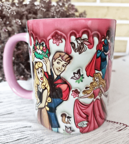 Prenses Baskı içi ve Kulpu Renkli Kupa