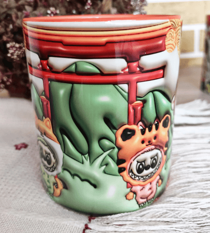 Labubu Baskı içi ve Kulpu Renkli Kupa