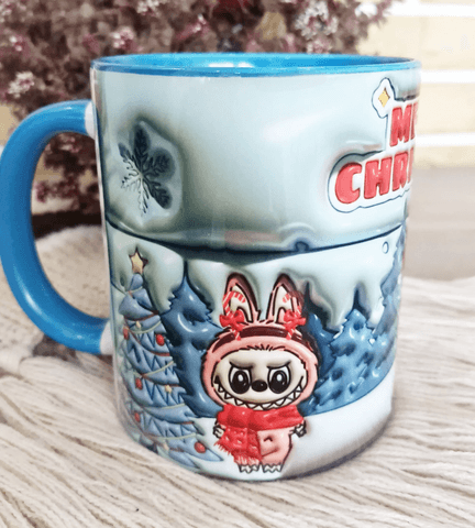 Labubu Baskı içi ve Kulpu Renkli Kupa