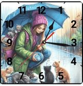 Kedili kız vintage baskı metal hediyelik dekoratif kaliteli duvar saati