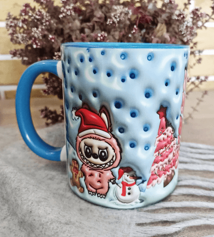 Labubu Baskı içi ve Kulpu Renkli Kupa