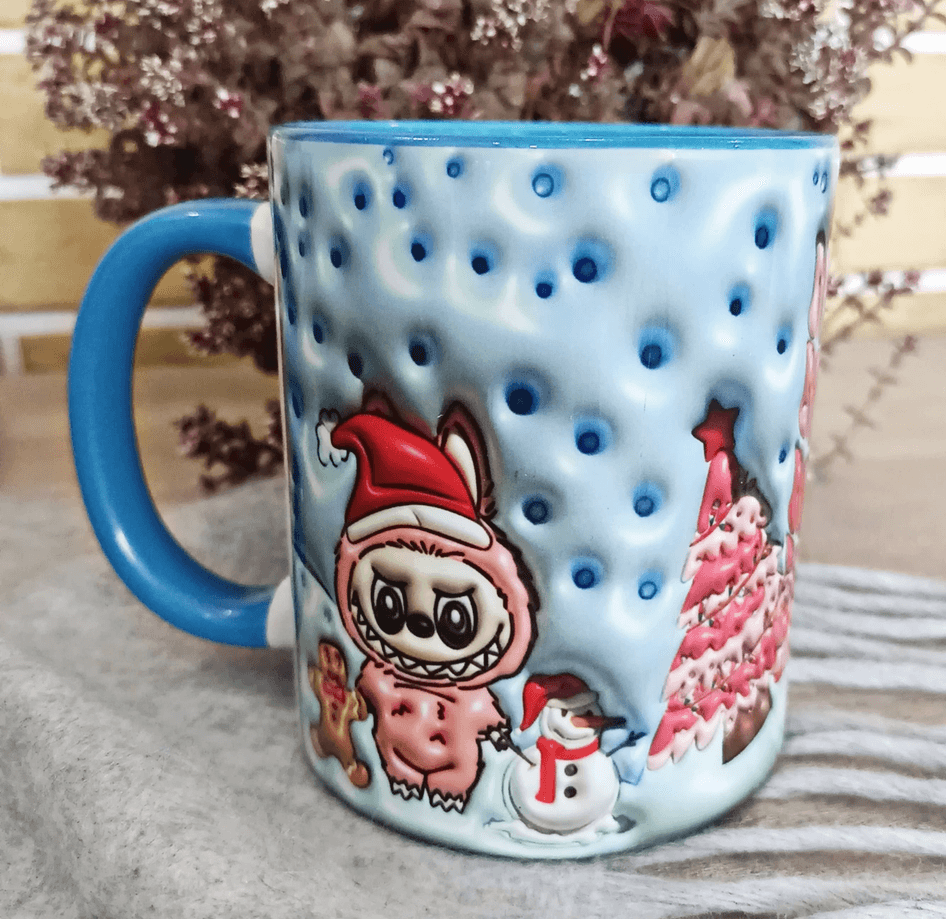 Labubu Baskı içi ve Kulpu Renkli Kupa