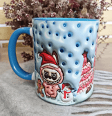 Labubu Baskı içi ve Kulpu Renkli Kupa