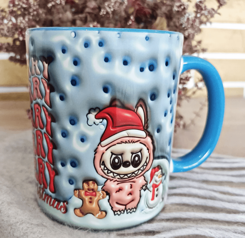 Labubu Baskı içi ve Kulpu Renkli Kupa