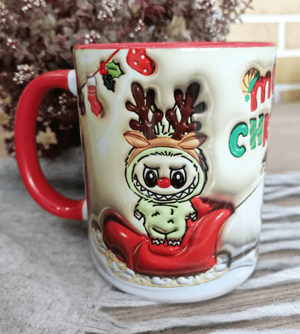 Labubu Baskı içi ve Kulpu Renkli Kupa