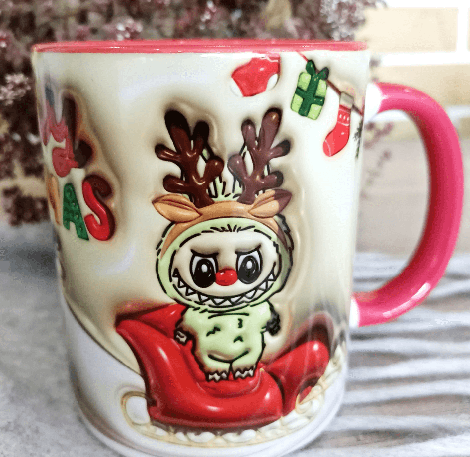 Labubu Baskı içi ve Kulpu Renkli Kupa