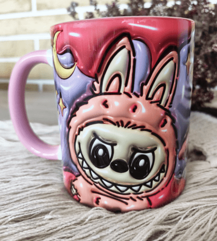 Labubu Baskı içi ve Kulpu Renkli Kupa