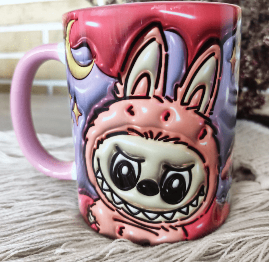 Labubu Baskı içi ve Kulpu Renkli Kupa