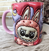 Labubu Baskı içi ve Kulpu Renkli Kupa