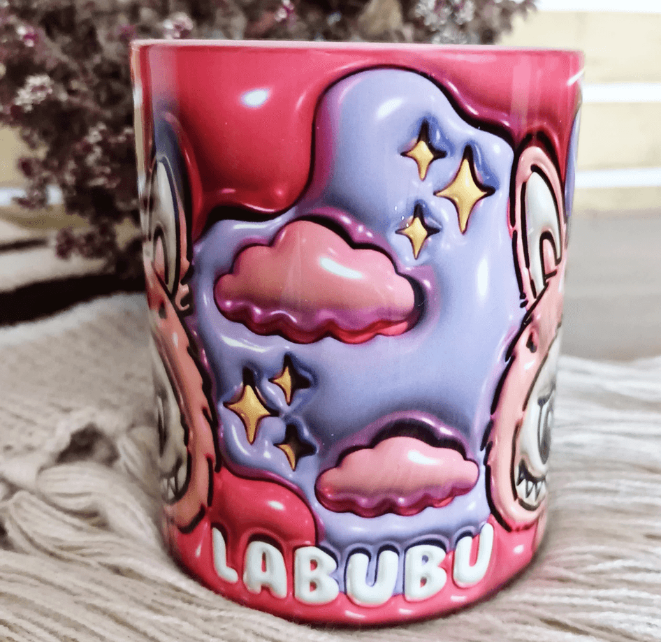 Labubu Baskı içi ve Kulpu Renkli Kupa