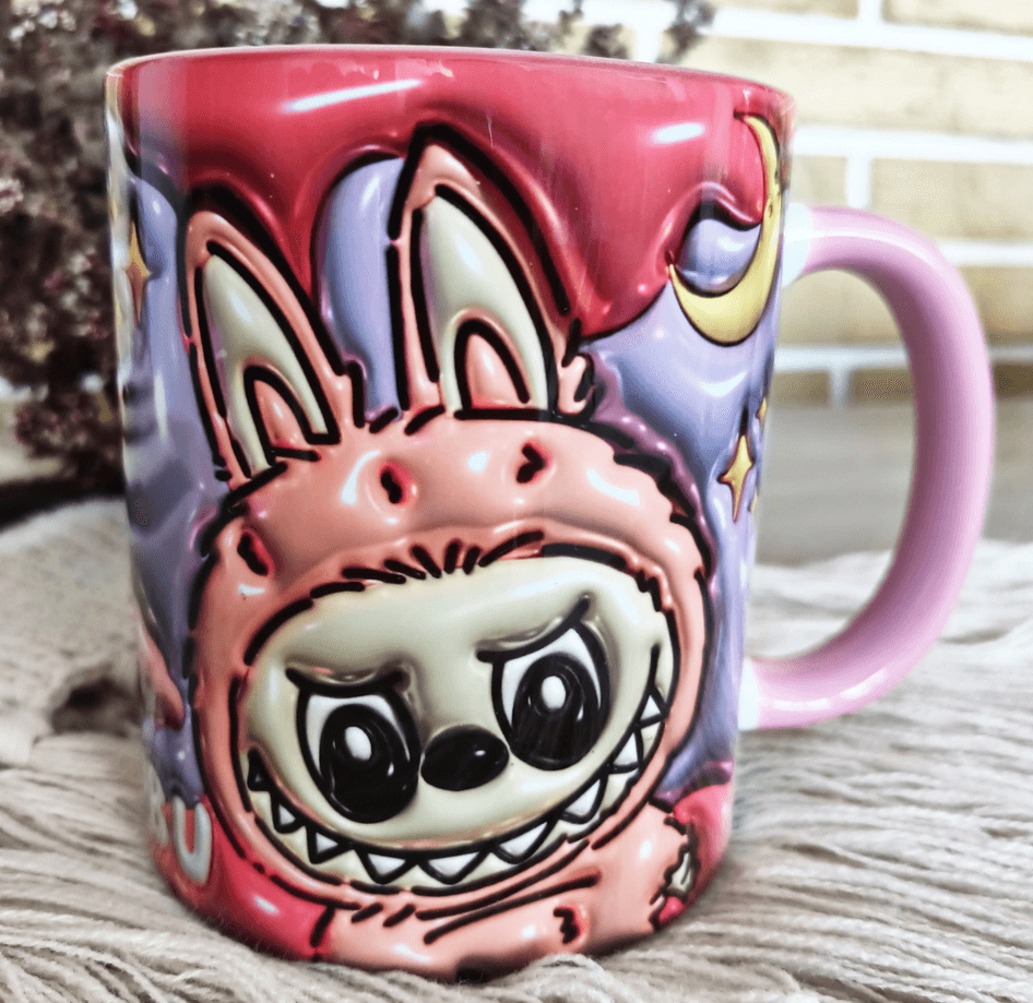 Labubu Baskı içi ve Kulpu Renkli Kupa