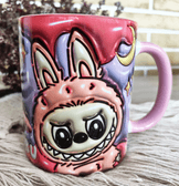 Labubu Baskı içi ve Kulpu Renkli Kupa