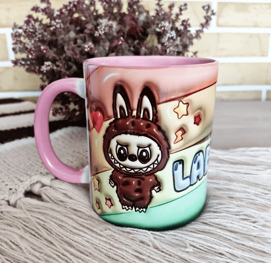 Labubu Baskı içi ve Kulpu Renkli Kupa