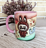 Labubu Baskı içi ve Kulpu Renkli Kupa