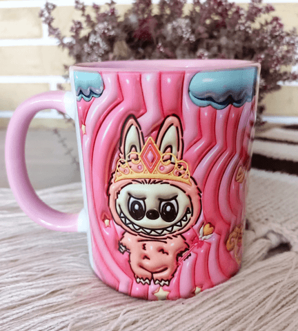 Labubu Baskı içi ve Kulpu Renkli Kupa