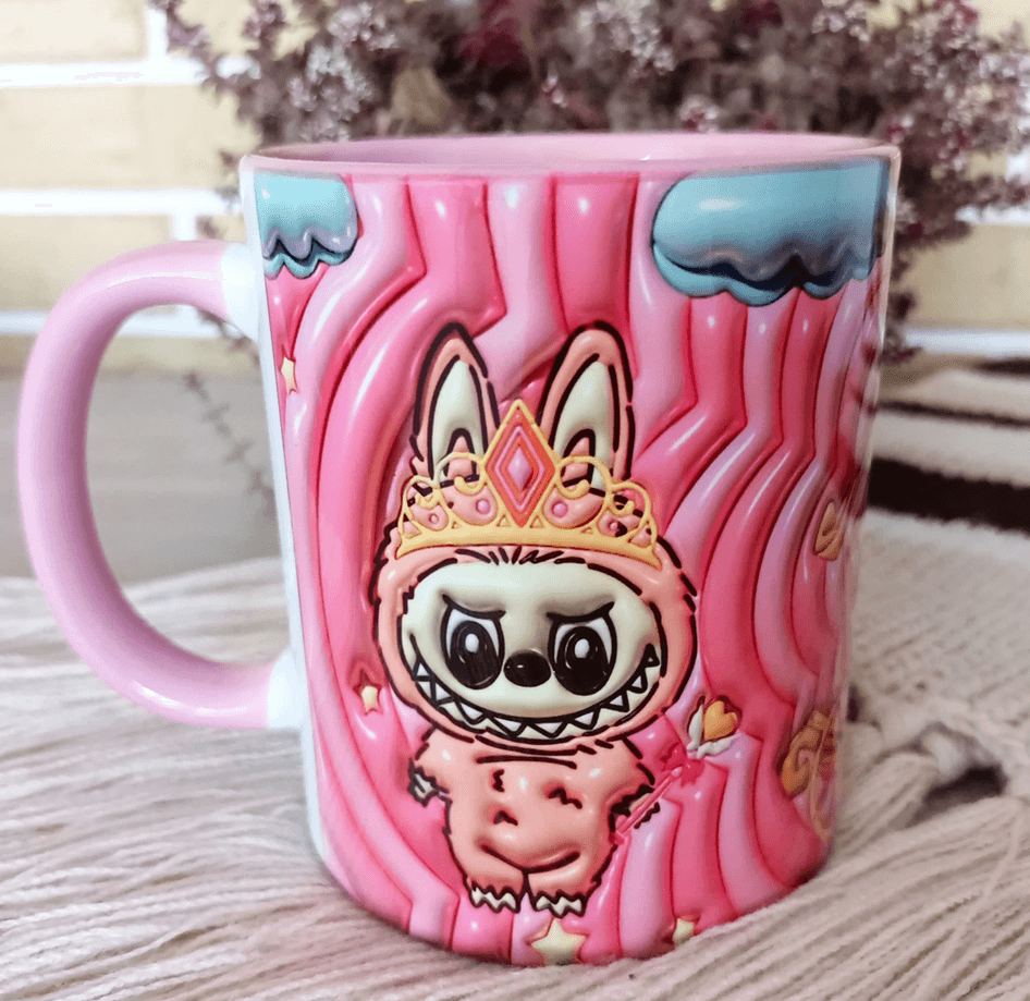 Labubu Baskı içi ve Kulpu Renkli Kupa