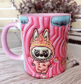 Labubu Baskı içi ve Kulpu Renkli Kupa