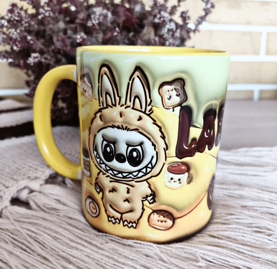 Labubu Baskı içi ve Kulpu Renkli Kupa