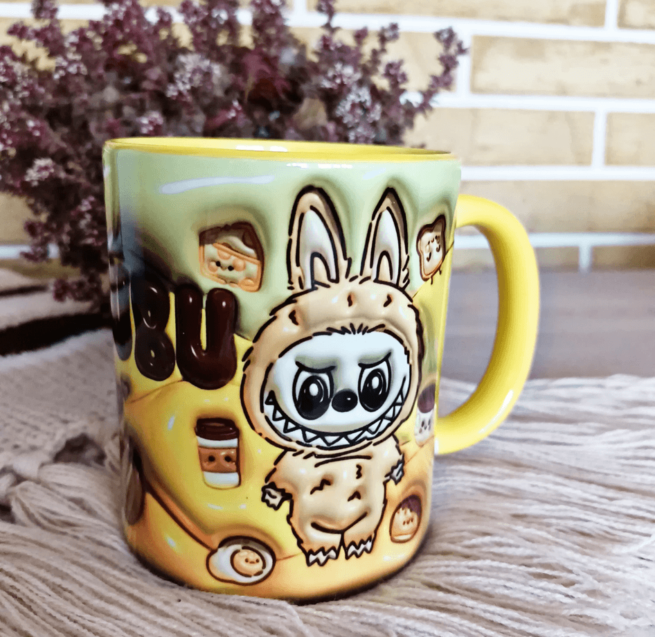 Labubu Baskı içi ve Kulpu Renkli Kupa