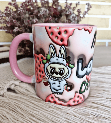 Labubu Baskı içi ve Kulpu Renkli Kupa