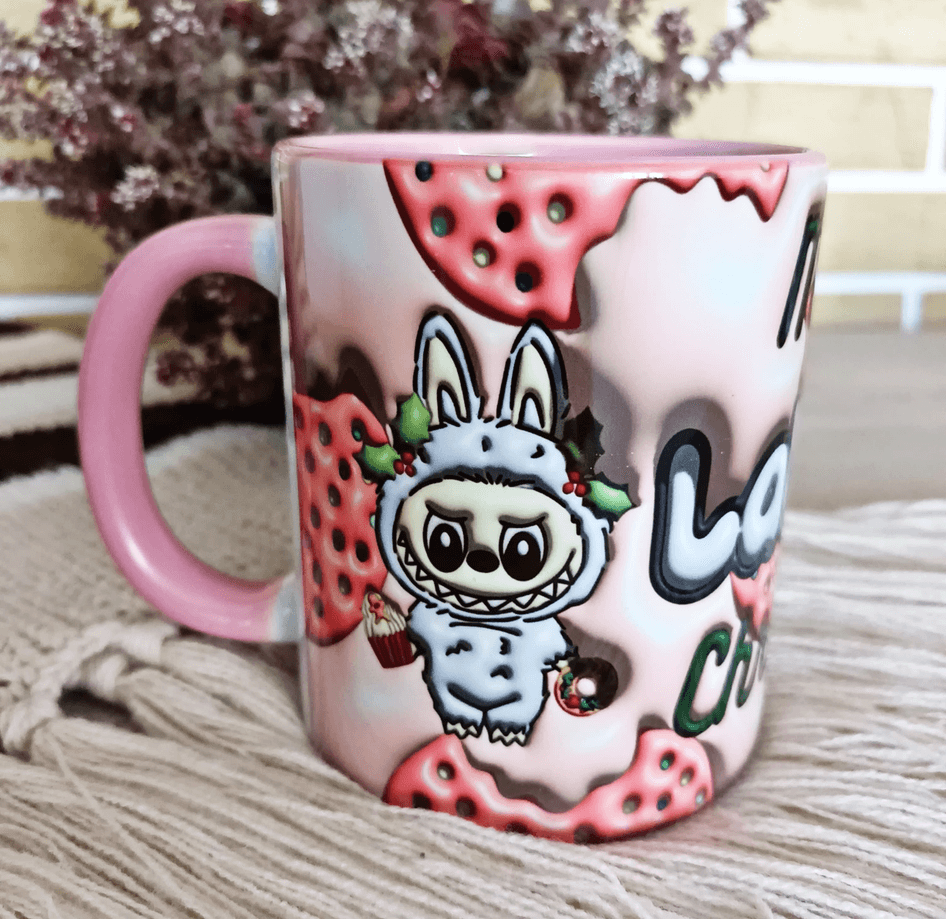 Labubu Baskı içi ve Kulpu Renkli Kupa