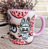 Labubu Baskı içi ve Kulpu Renkli Kupa