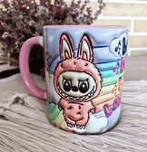 Labubu Baskı içi ve Kulpu Renkli Kupa